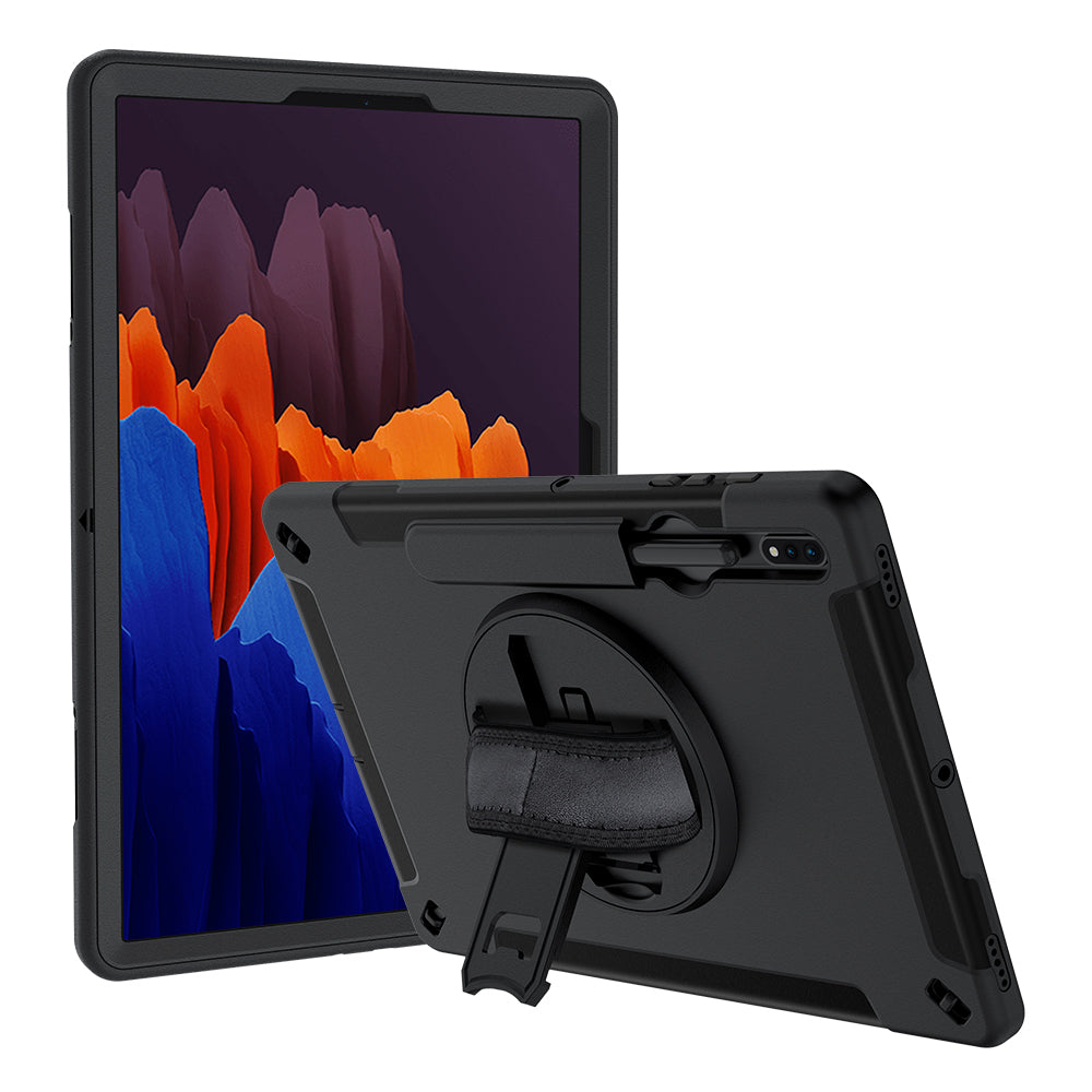 RIN-SS-S7P | Samsung Galaxy Tab S7 FE SM-T730 / T736B / T375NZ | Rainproof military grade rugged case with hand strap and kick-stand