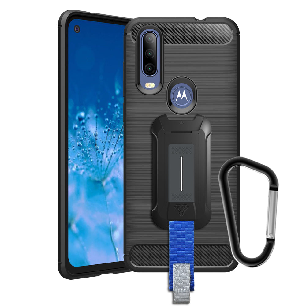 TP-MT19-P40PRW | Motorola P40 Power | Mountable Shockproof Rugged Case for Outdoors w/ Carabiner