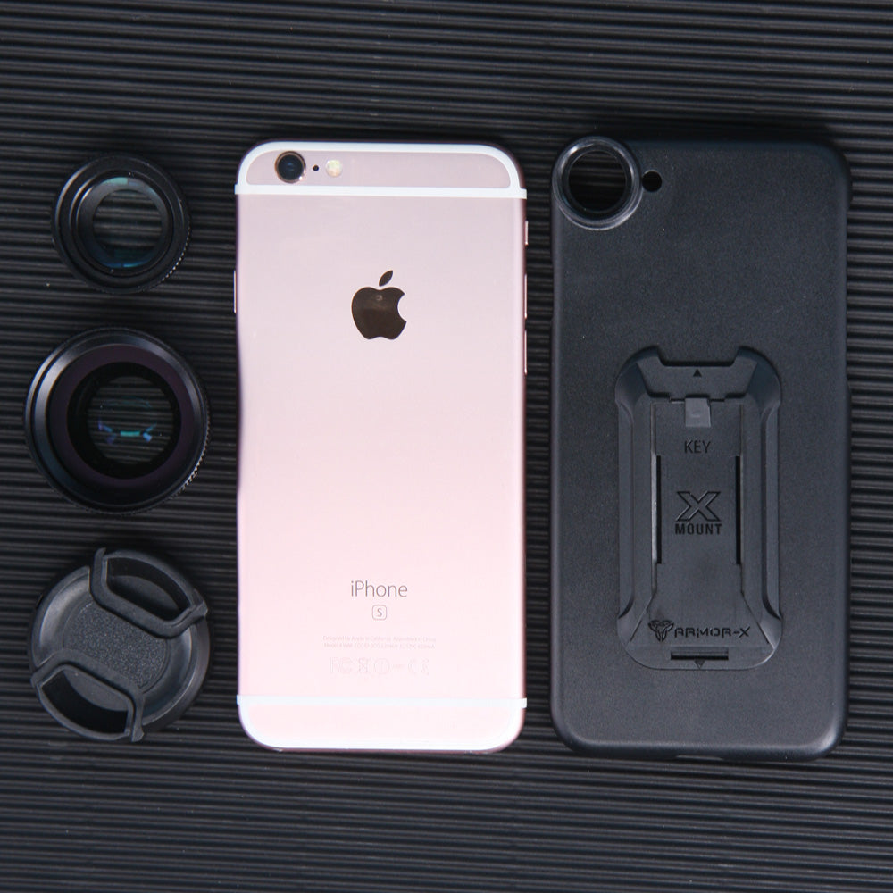 UAX-FiPHX | iPhone X iPhone XS Case | Mountable case with 0.7X HD wide angle lens & 12X Micro lens