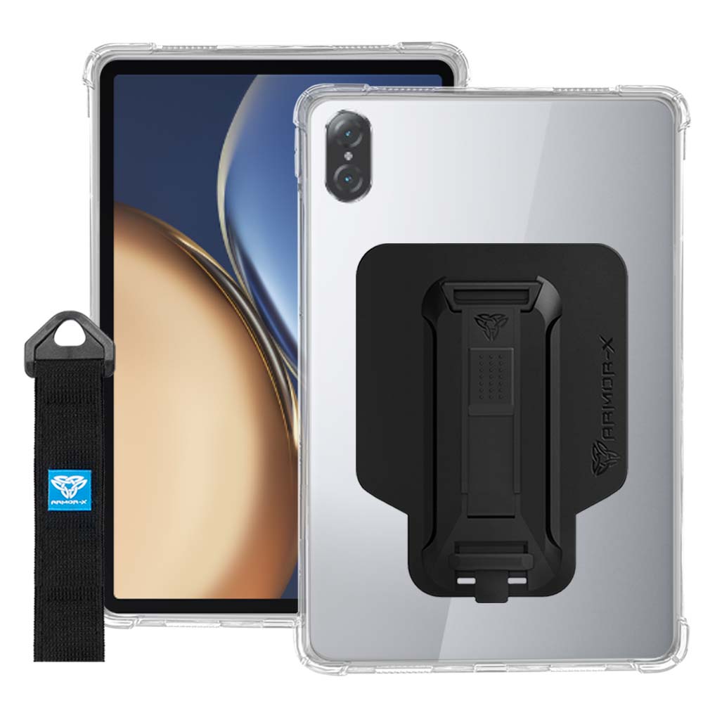 ARMOR-X Honor Tablet V7 Pro shockproof case, impact protection cover with hand strap and kick stand. One-handed design for your workplace.