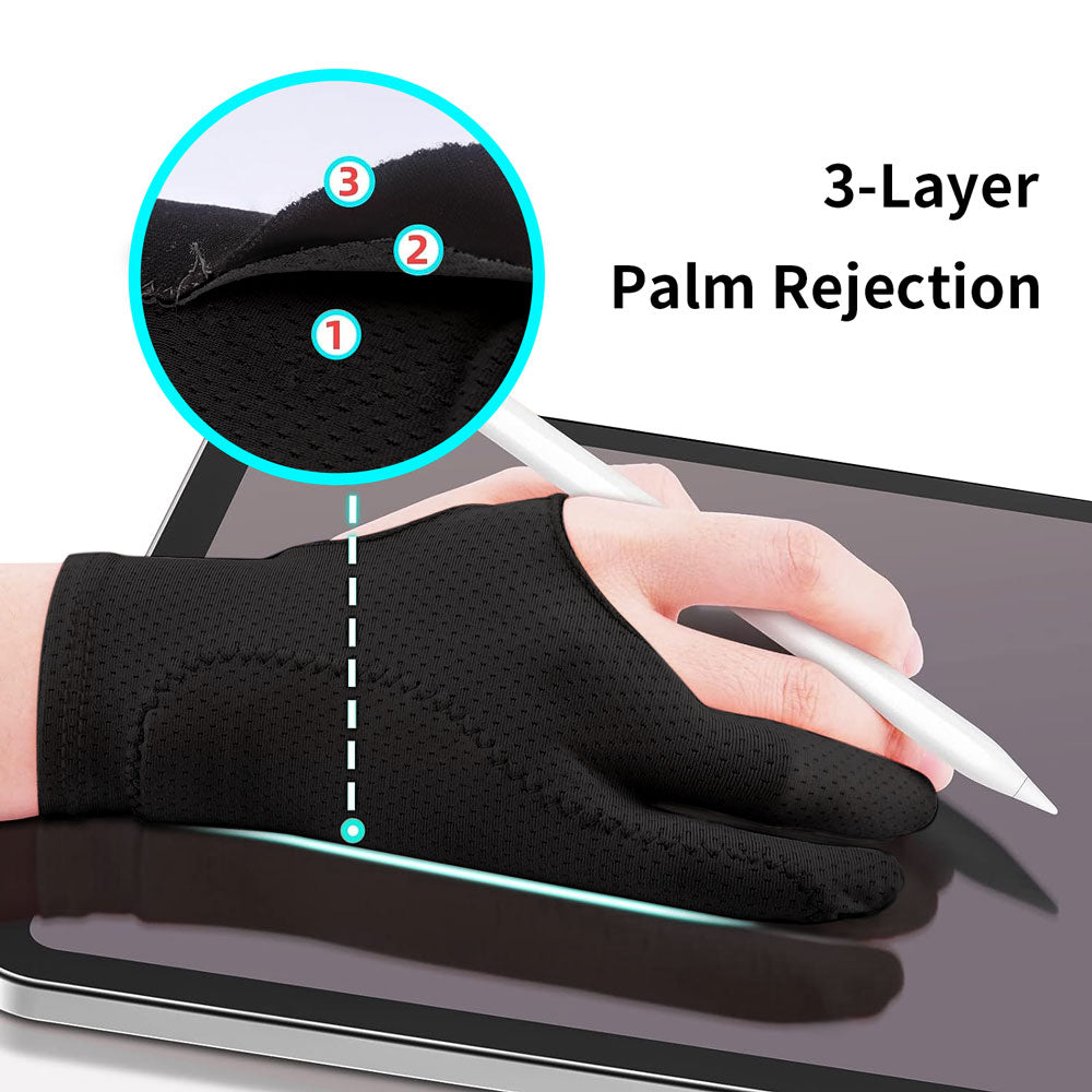 2-Finger Tablet Drawing Anti-Touch Gloves For iPad Pro 9.7 10.5