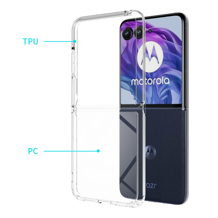 ARMOR-X Motorola Razr 50 Ultra / Razr+ 2024 / Razr+ 2025 shockproof cases. Made with dual-materials (durable 2mm hard plastic back-plate and flexible TPU edges and corners) to offer full protection all around the device.