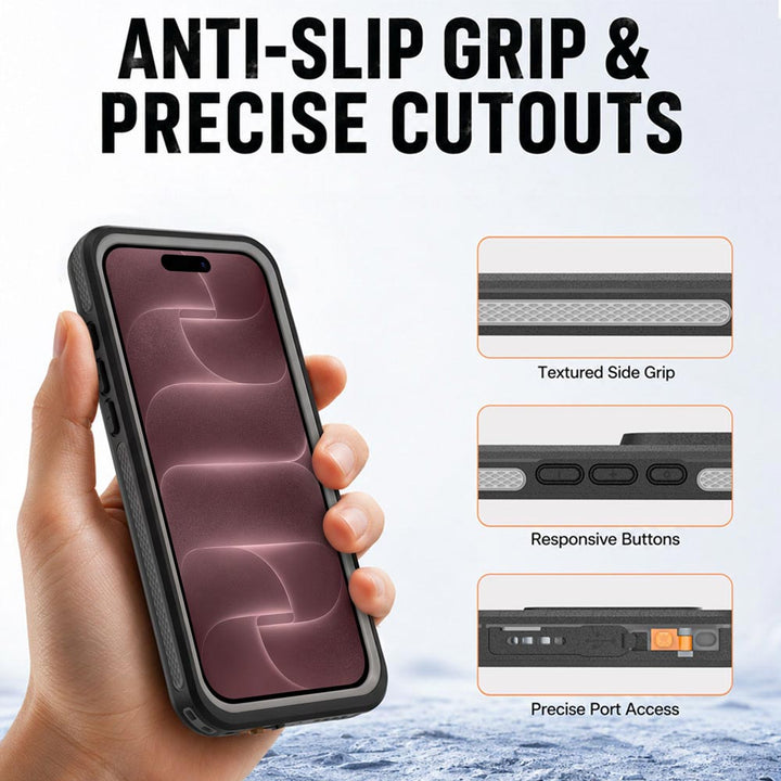 ARMOR-X iPhone 18 Pro Waterproof Case IP68 shock &amp; water proof Cover. Cover all the edges and corners to offer full protection all around the device.