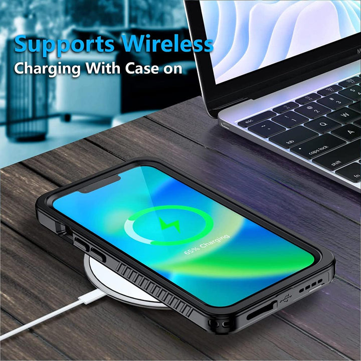 ARMOR-X iPhone 12 Pro Max Waterproof Case IP68 shock & water proof Cover. Supports Wireless Charging With Case on.