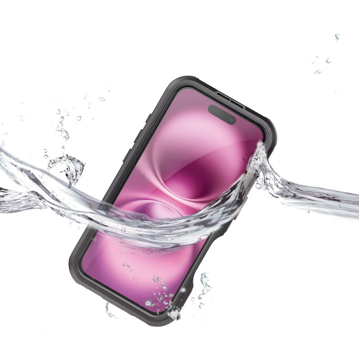 ARMOR-X iPhone 16 Waterproof Case IP68 shock & water proof Cover. IP68 Waterproof with fully submergible to 6.6' / 2 meter.