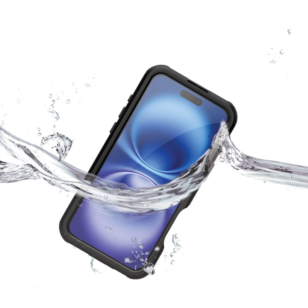 ARMOR-X iPhone 16 Plus Waterproof Case IP68 shock & water proof Cover. IP68 Waterproof with fully submergible to 6.6' / 2 meter.