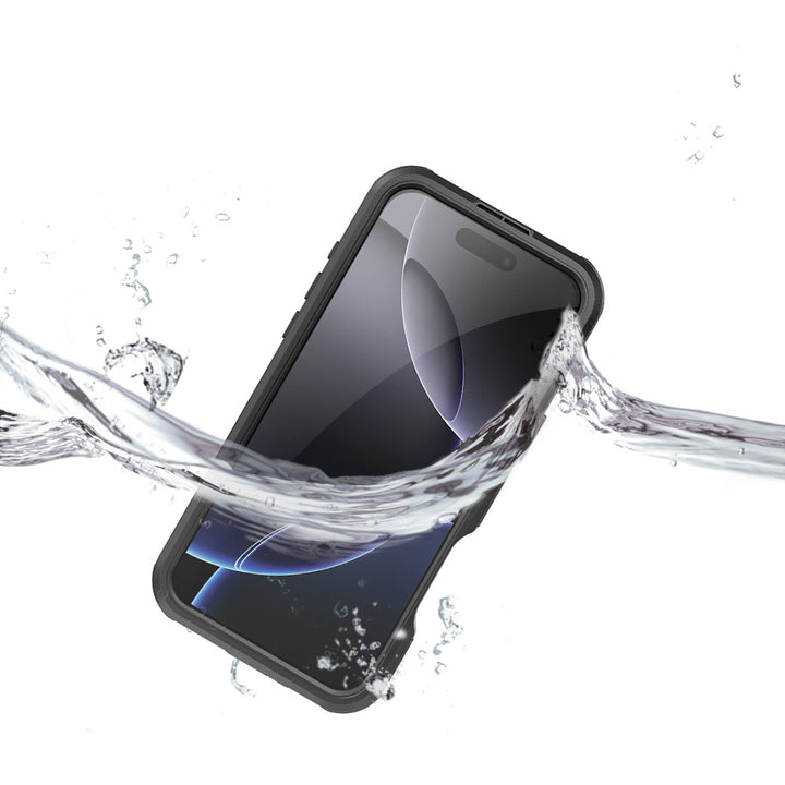 ARMOR-X iPhone 16 Pro Waterproof Case IP68 shock & water proof Cover. IP68 Waterproof with fully submergible to 6.6' / 2 meter.