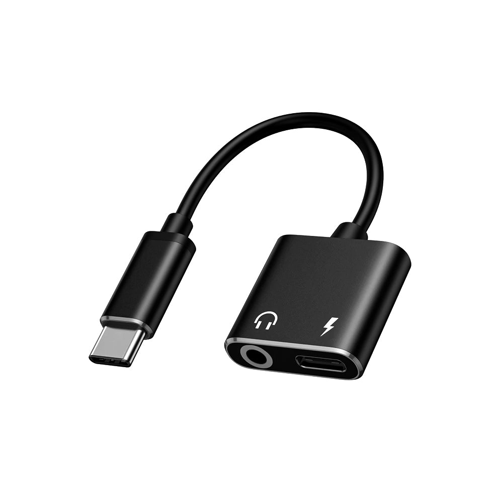 ARMOR-X Type-C to 3.5mm Headphone and Charger Splitter Adapter. Designed for modern Type-C devices without a 3.5mm jack, this 2-in-1 adapter combines a 3.5mm audio port with a Type-C charging port, so you never have to choose between music and power. Enjoy fast charging while listening to music, gaming, or taking calls.