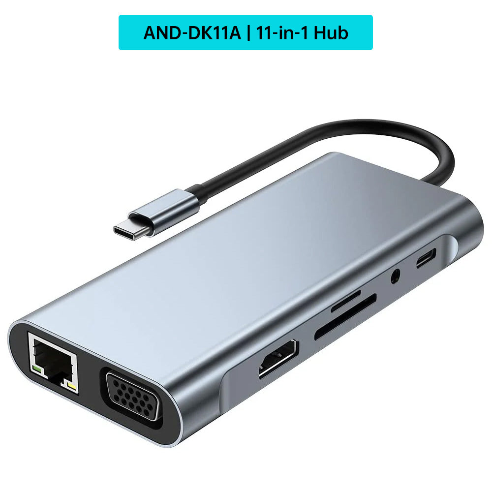AND-DK USB-C Hub HDMI VGA TYPE-C USB TF SD