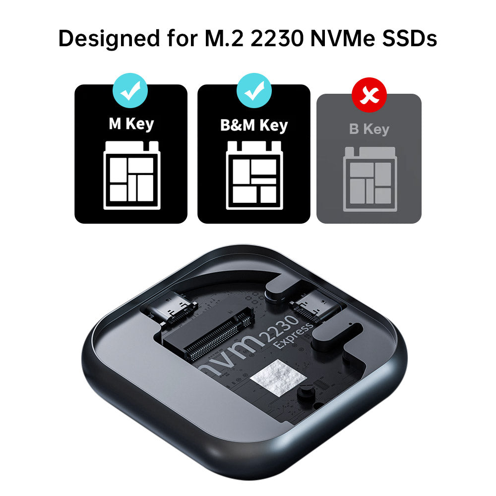 AND-DK2E | Magnetic M.2 2230 NVMe SSD Enclosure | USB-C (100W PD)