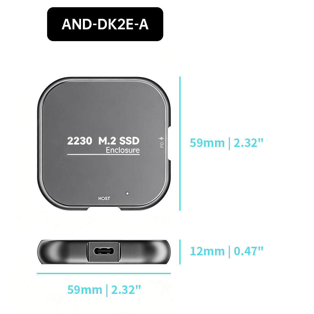 AND-DK2E | Magnetic M.2 2230 NVMe SSD Enclosure | USB-C (100W PD)