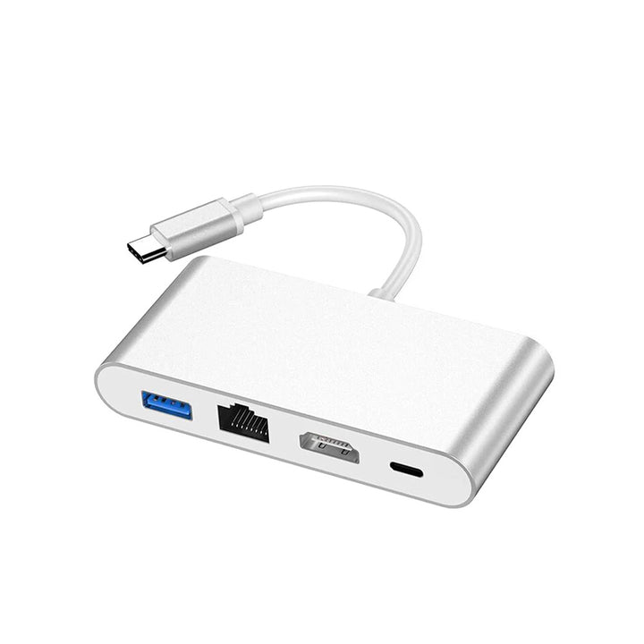 AND-DK4A | 4-in-1 Hub | USB (3.0) + Ethernet (RJ45) + HDMI (4K) + TYPE-C (PD)