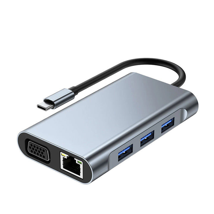 AND-DK7A | 7-in-1 Hub | TYPE-C (PD) + HDMI (4K) + VGA (1080P) + Ethernet (RJ45) + 2 USB (2.0) + USB (3.0)