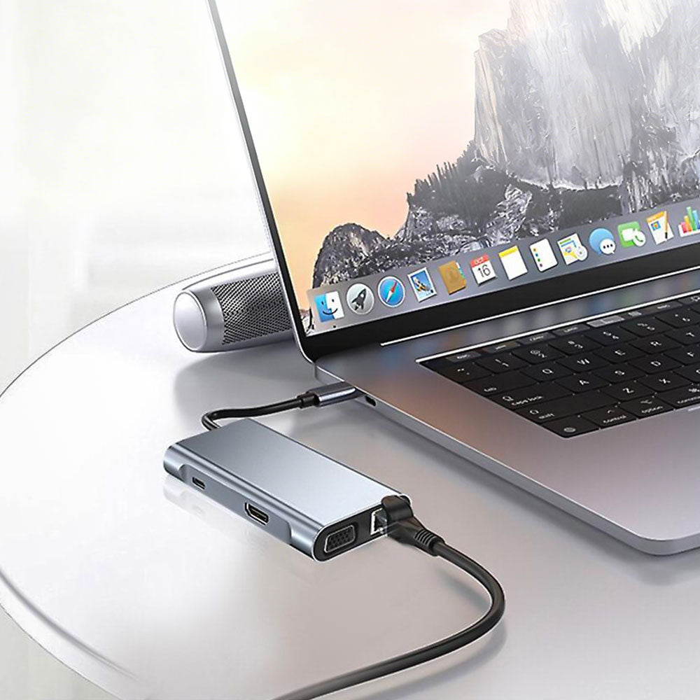 AND-DK7A | 7-in-1 Hub | TYPE-C (PD) + HDMI (4K) + VGA (1080P) + Ethernet (RJ45) + 2 USB (2.0) + USB (3.0)