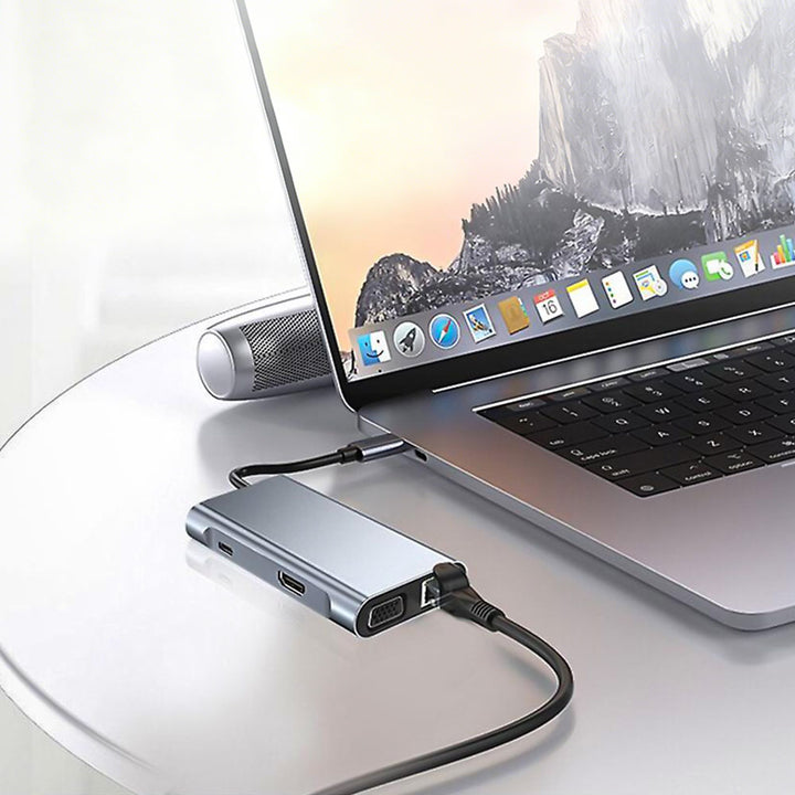 AND-DK7A | 7-in-1 Hub | TYPE-C (PD) + HDMI (4K) + VGA (1080P) + Ethernet (RJ45) + 2 USB (2.0) + USB (3.0)