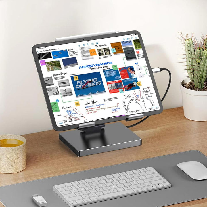 AND-DK8A | 8-in-1 Hub with Foldable Stand | TYPE-C (PD) + HDMI (4K) + TF + SD + 3 USB (3.0)+ Audio (3.5mm)