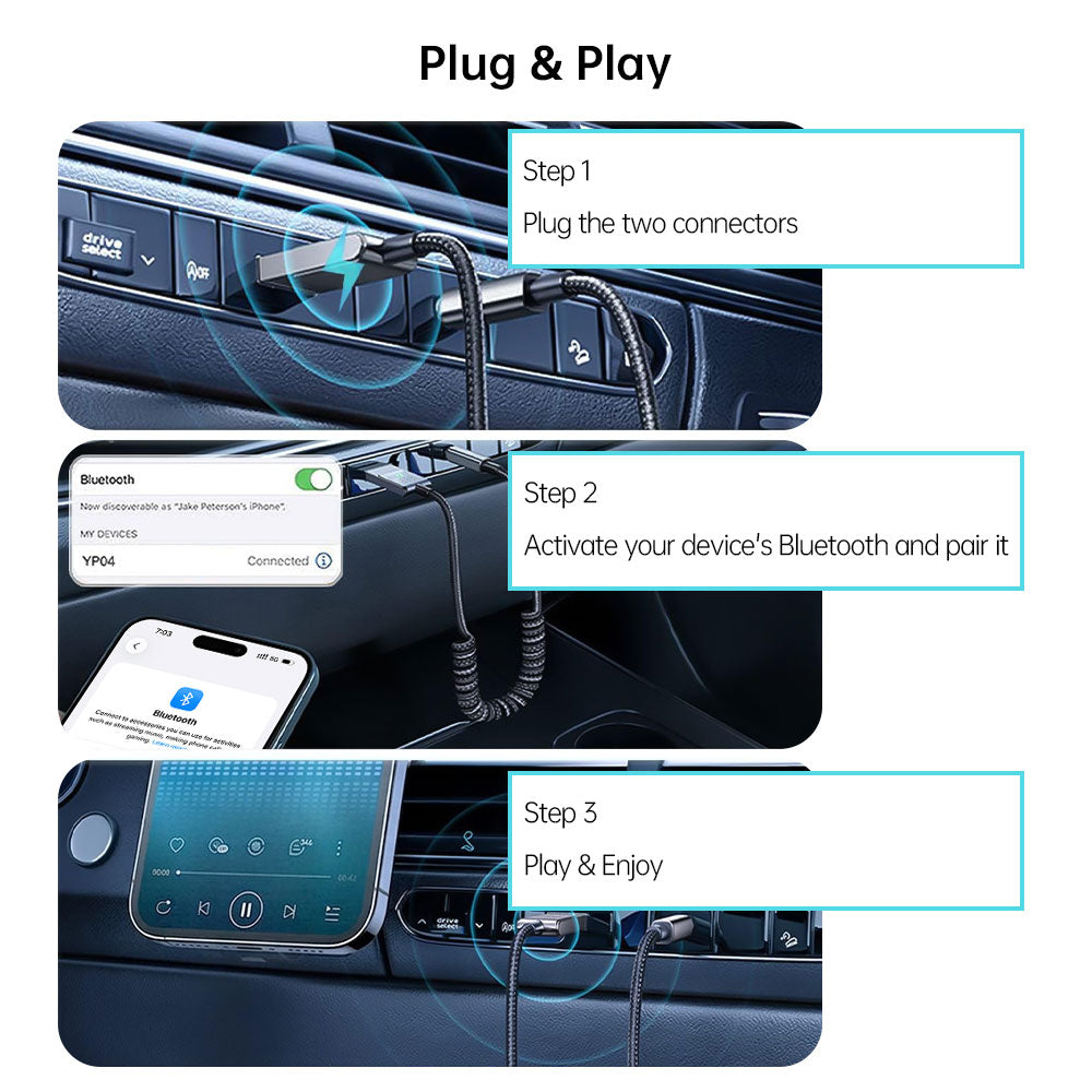 AND-YP04 | Bluetooth Aux Adapter | USB-A / 3.5mm Jack