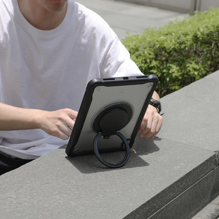 ARMOR-X shockproof case. Rugged case with folding grip. Folding grip kickstand support both portrait and landscape mode. Work perfectly for APPs need both viewing modes.
