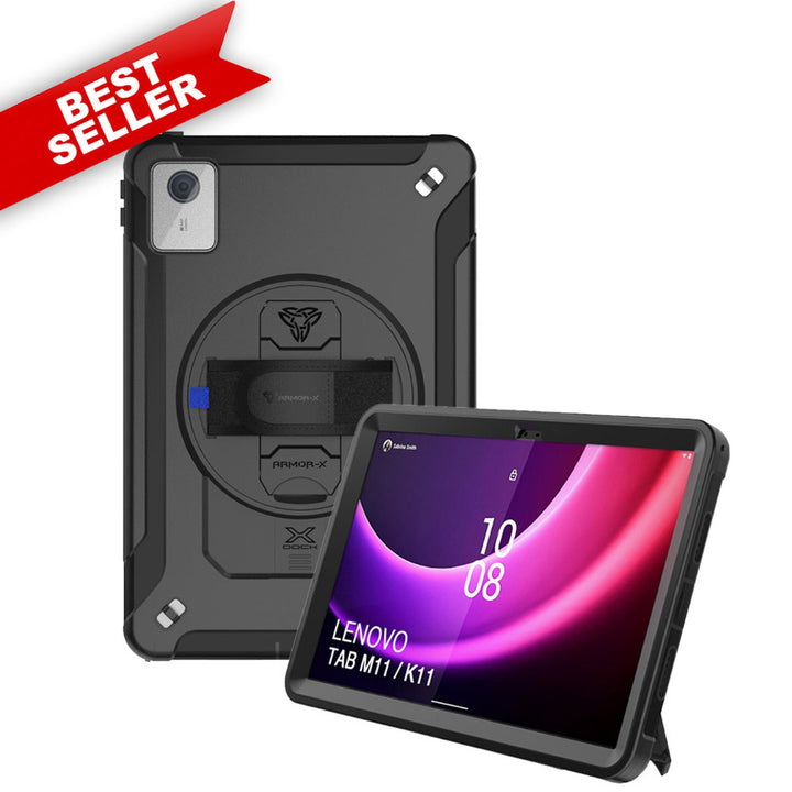 RAN-LN-M11 | Lenovo Tab M11 TB330 | Rainproof military grade rugged case with hand strap and kick-stand