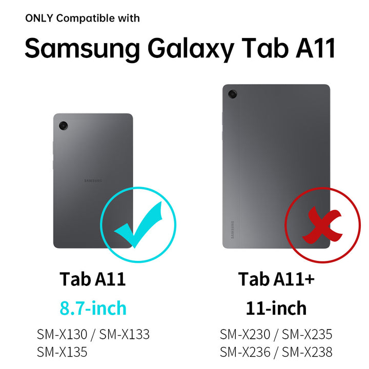 RIN-SS-X135 | Samsung Galaxy Tab A11 ( 8.7" ) SM-X130 / SM-X133 / SM-X135 | Rainproof military grade rugged case with hand strap and kick-stand