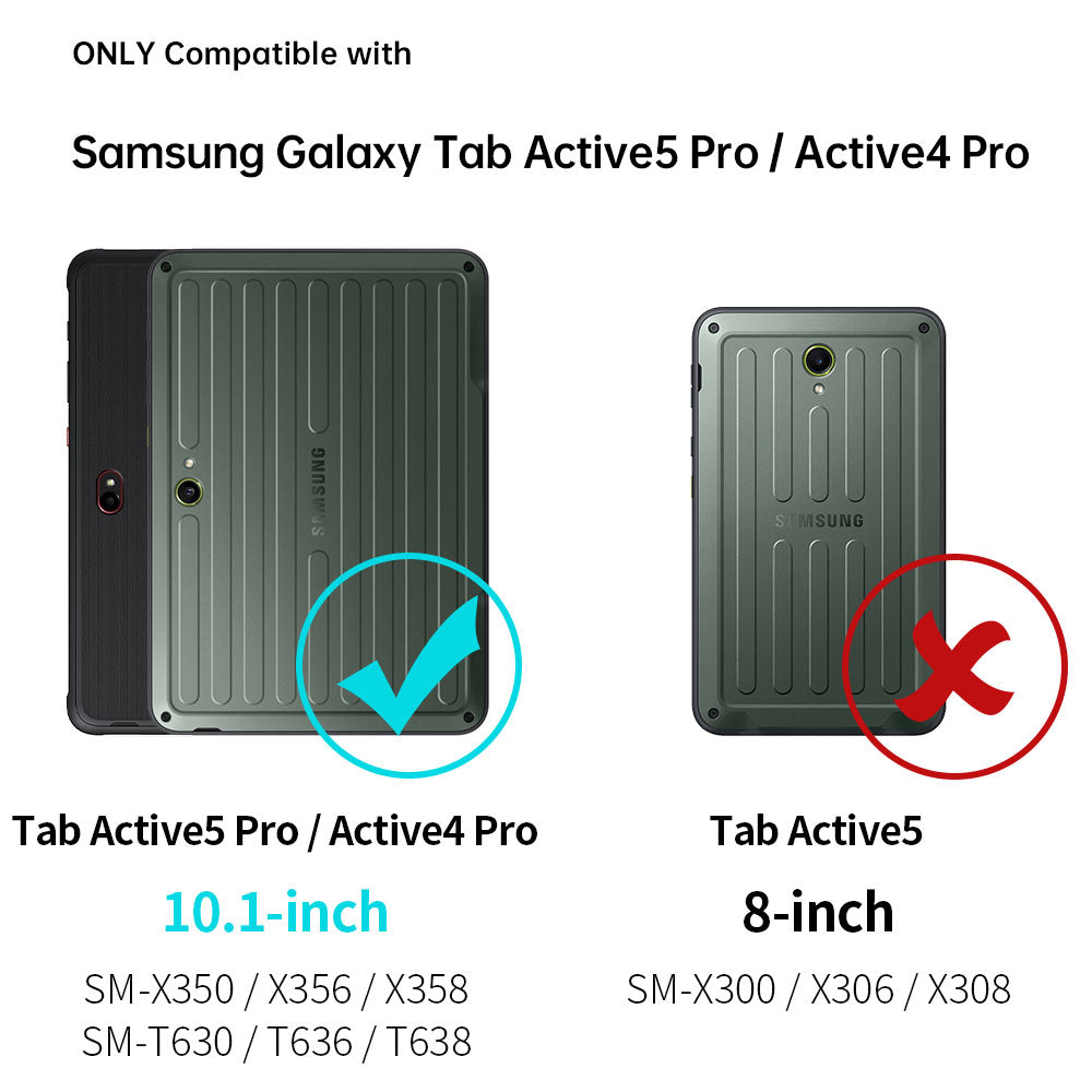 RKB-SS-X350 | Samsung Galaxy Tab Active5 Pro (10.1-inch) SM-X350 SM-X356 SM-X358 / Active4 Pro | Rainproof Rugged Case | Pilot Kneeboard &amp; Clipboard with leg strap