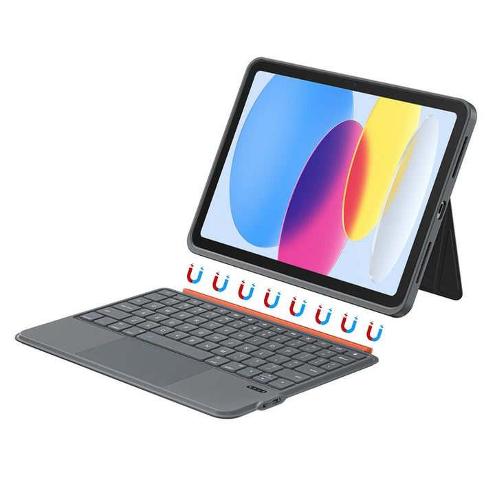 ARMOR-X iPad 10.9 (10th Gen.) Magnetic Detachable Keyboard Case with Adjustable Stand & Precision Trackpad. Effortlessly switch between typing, viewing, drawing, reading and gaming modes, making it ideal for work meetings, video calls, online classes, watching movies or entertainment on the go.