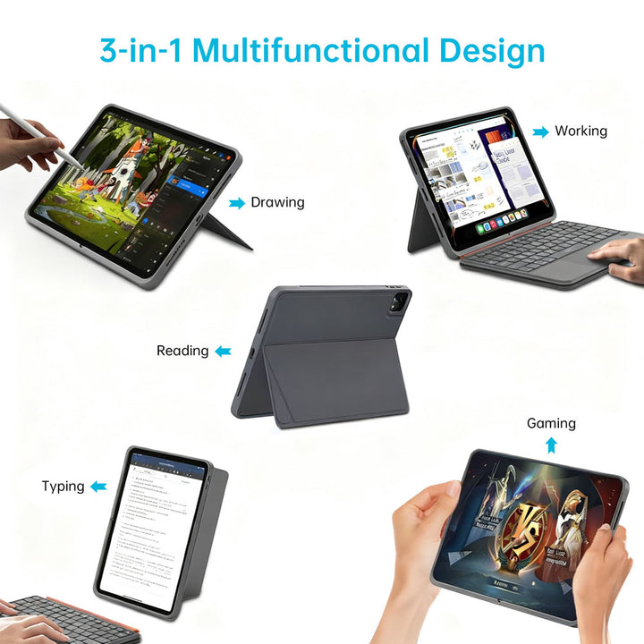 BKV-iPad-PR10 | iPad Pro 13 (M4) / (M5) | Magnetic Detachable Keyboard Case with Stand & Trackpad