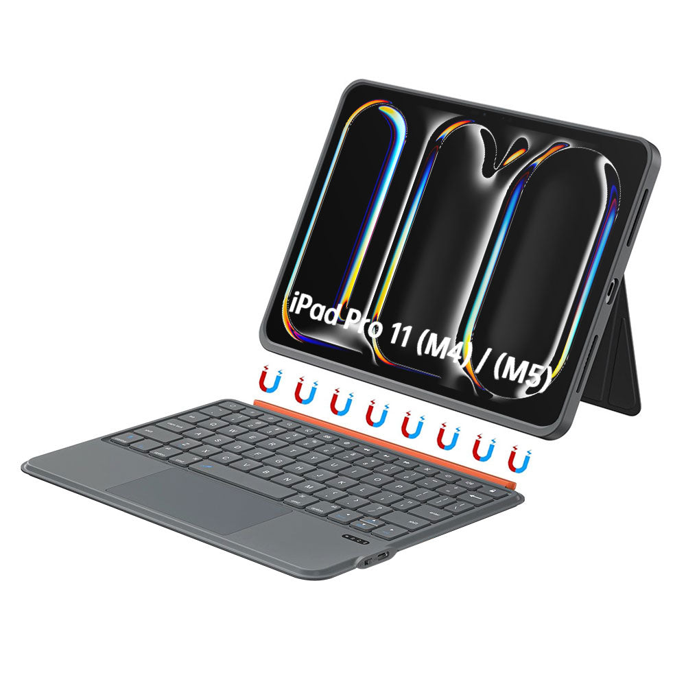 ARMOR-X iPad Pro 11 (M4) / (M5) Magnetic Detachable Keyboard Case with Adjustable Stand & Precision Trackpad. Effortlessly switch between typing, viewing, drawing, reading and gaming modes, making it ideal for work meetings, video calls, online classes, watching movies or entertainment on the go.