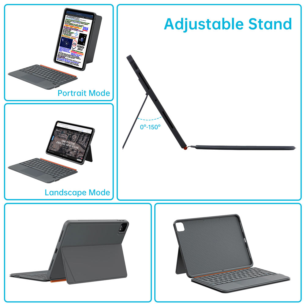 BKV-iPad-PR6 | iPad Pro 11 ( 1st / 2nd / 3rd / 4th Gen. ) 2018 / 2020 / 2021 / 2022 | Magnetic Detachable Keyboard Case with Stand & Trackpad