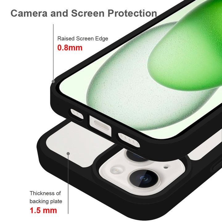 ARMOR-X APPLE iPhone 15 Plus shockproof cases. Raised screen edge for camera and screen protection.