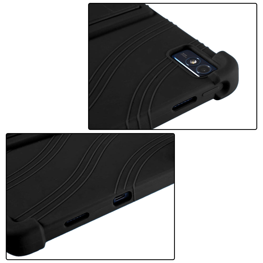 ARMOR-X Lenovo Tab M10 5G TB360 Soft silicone shockproof protective case with kick-stand. Cover all the edges and corners to offer full protection all around the device.