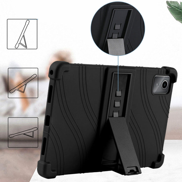 ARMOR-X Lenovo Tab M11 TB330 Soft silicone shockproof protective case. Built-in adjustable kickstand convenient for providing different viewing angles when watching videos, texting, gaming or learning etc.