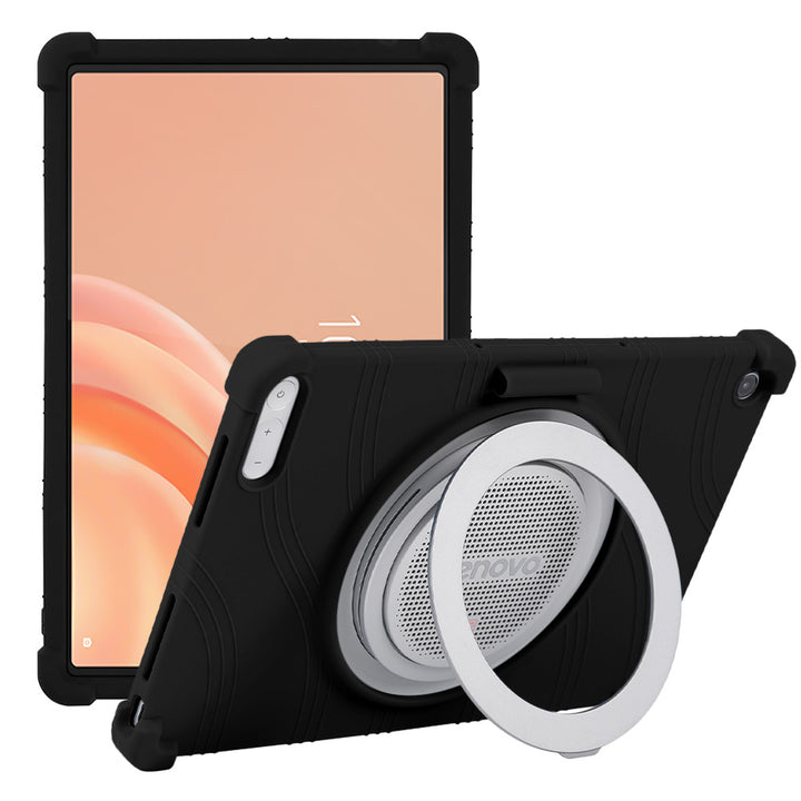 ARMOR-X Lenovo Tab Plus (Gen 2) TB355 Soft silicone shockproof protective case. The large rear opening keeps the ring-shaped stand fully accessible for normal use without removing the case.