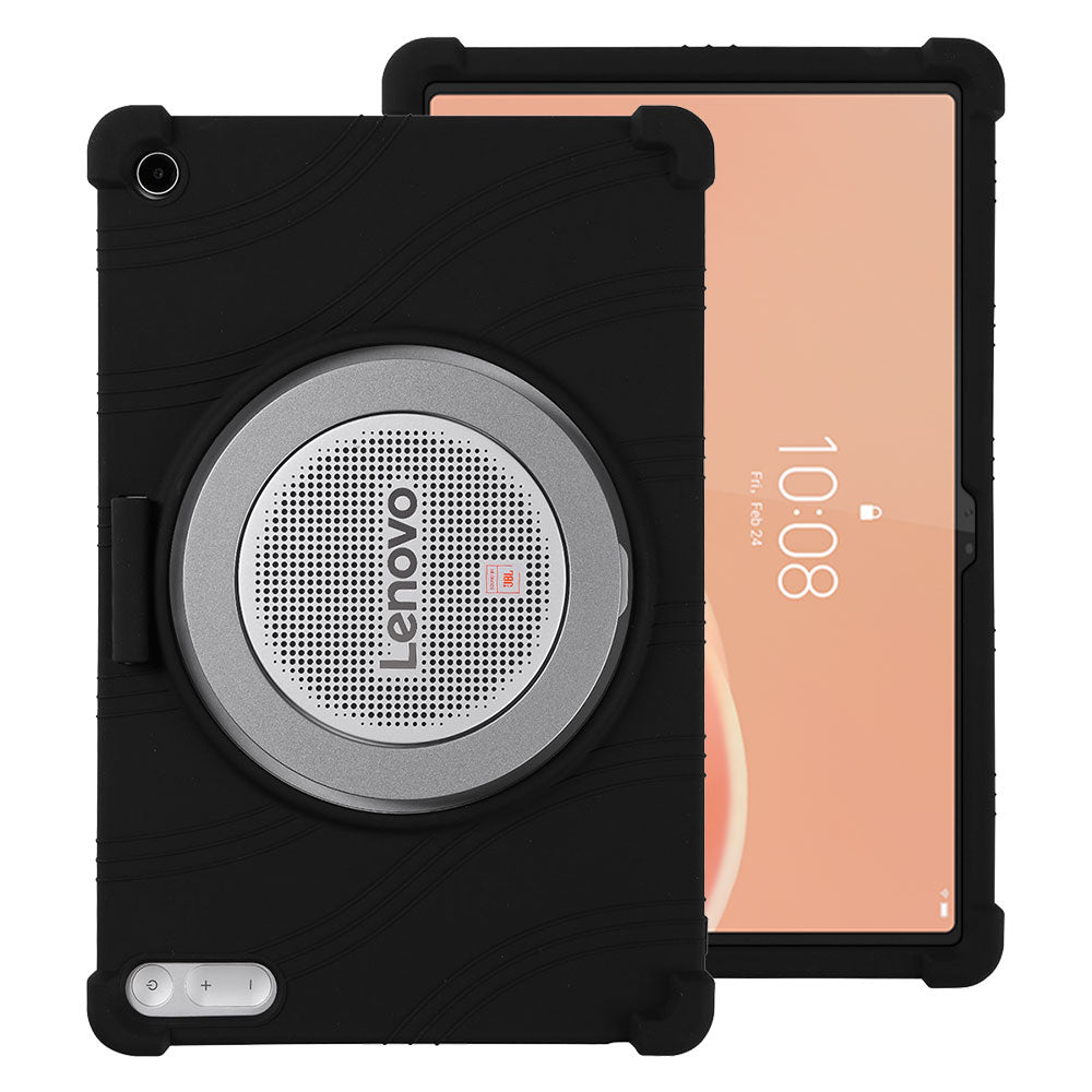 ARMOR-X Lenovo Tab Plus (Gen 2) TB355 Soft silicone shockproof protective case. The large rear opening keeps the ring-shaped stand fully accessible for normal use without removing the case.