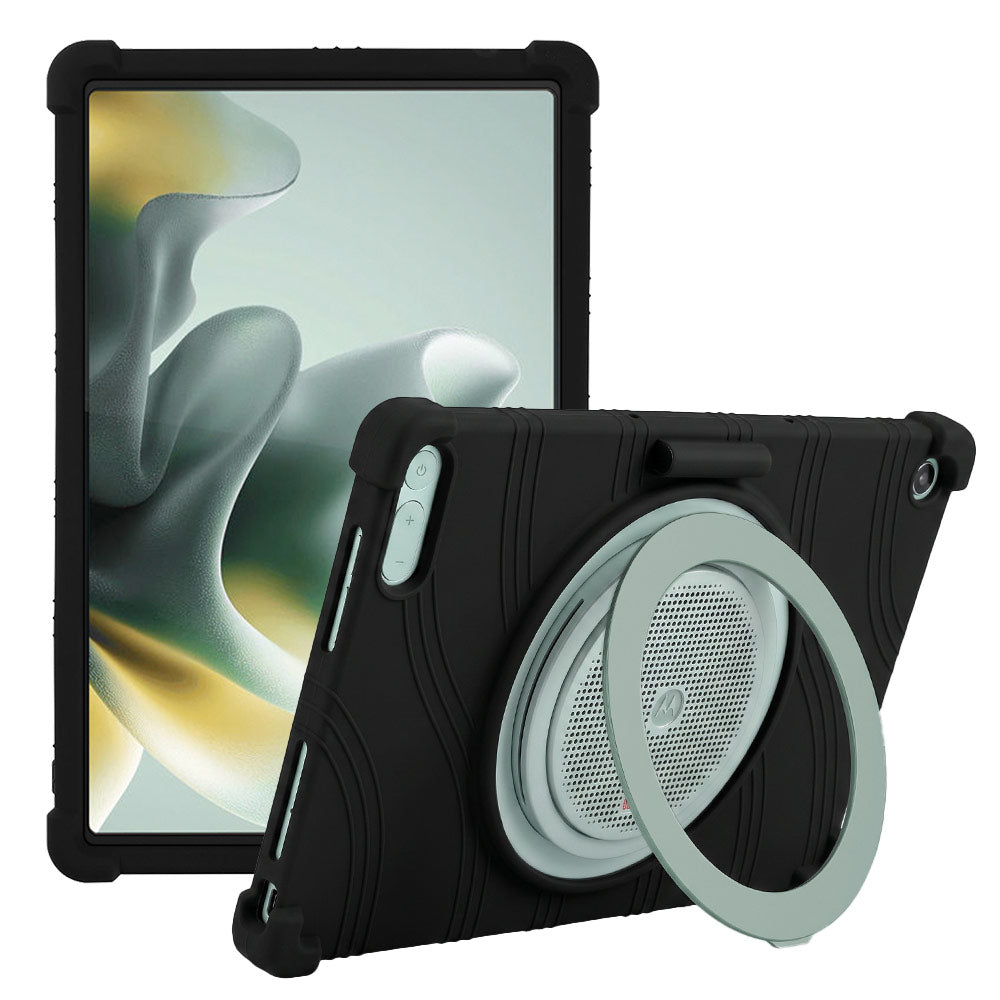 ARMOR-X Motorola Moto Pad 70 Groove Soft silicone shockproof protective case. The large rear opening keeps the ring-shaped stand fully accessible for normal use without removing the case.