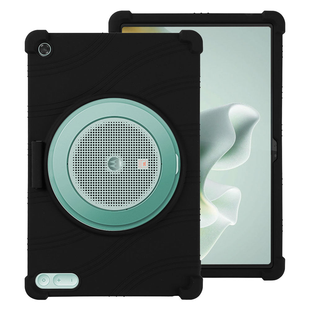 ARMOR-X Motorola Moto Pad 70 Groove Soft silicone shockproof protective case. The large rear opening keeps the ring-shaped stand fully accessible for normal use without removing the case.
