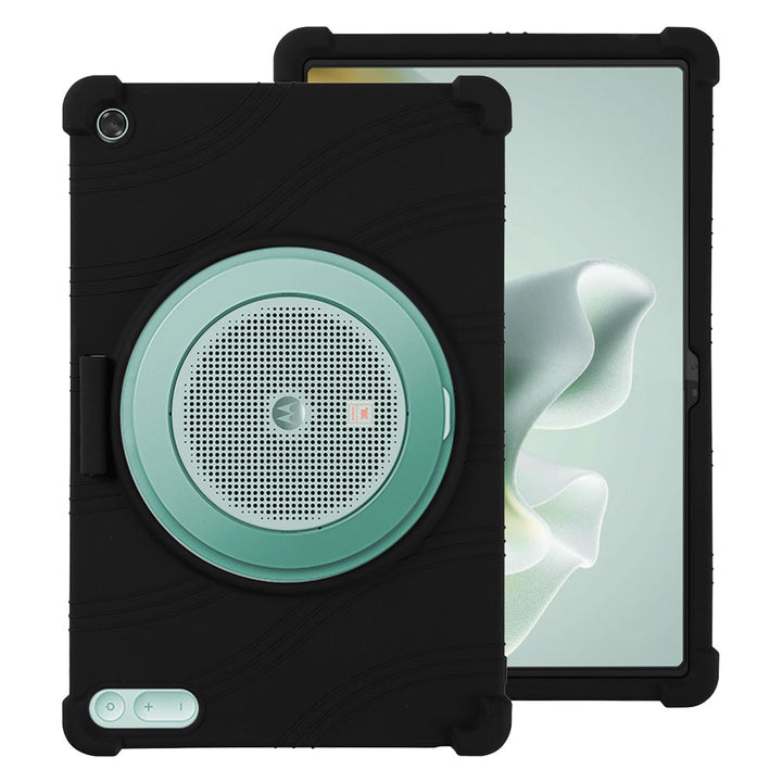 ARMOR-X Motorola Moto Pad 70 Groove Soft silicone shockproof protective case. The large rear opening keeps the ring-shaped stand fully accessible for normal use without removing the case.