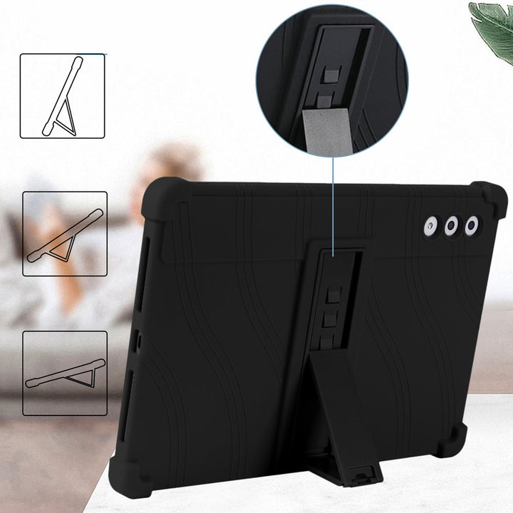 ARMOR-X Lenovo Yoga Tab Plus TB520FU Soft silicone shockproof protective case. Built-in adjustable kickstand convenient for providing different viewing angles when watching videos, texting, gaming or learning etc.