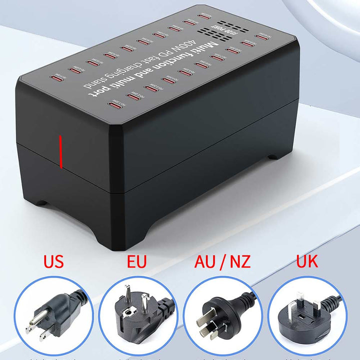 CHR-268C | 20-Port Intelligent Multi Charger 400 Watt Output