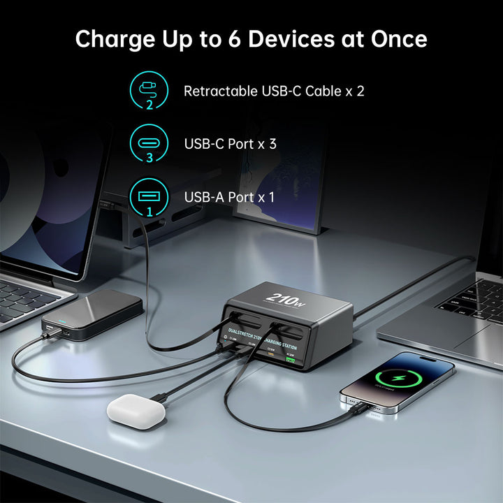 CHR-60E | 6-Port USB GaN Charging Station 160W Output