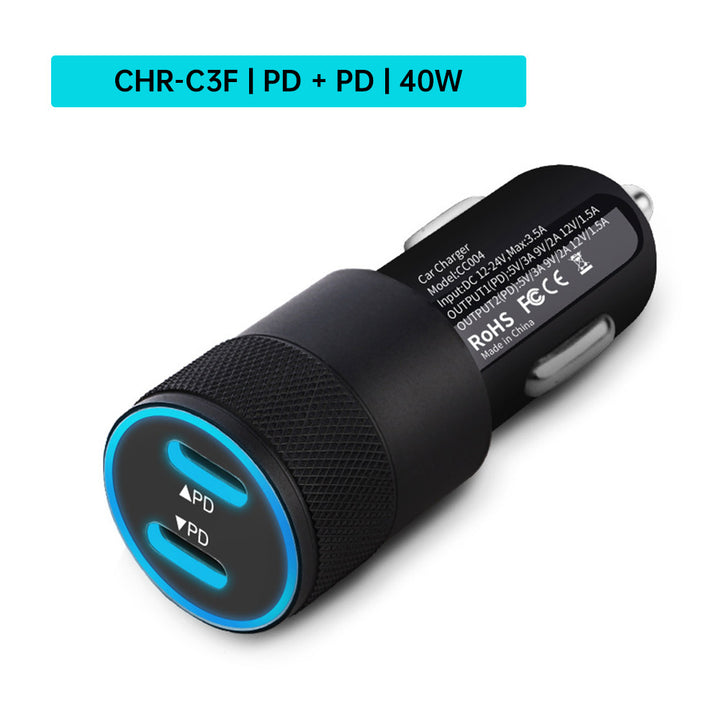 CHR-C3 | Smart Car Charger | Dual Port QC3.0 - PD - USB