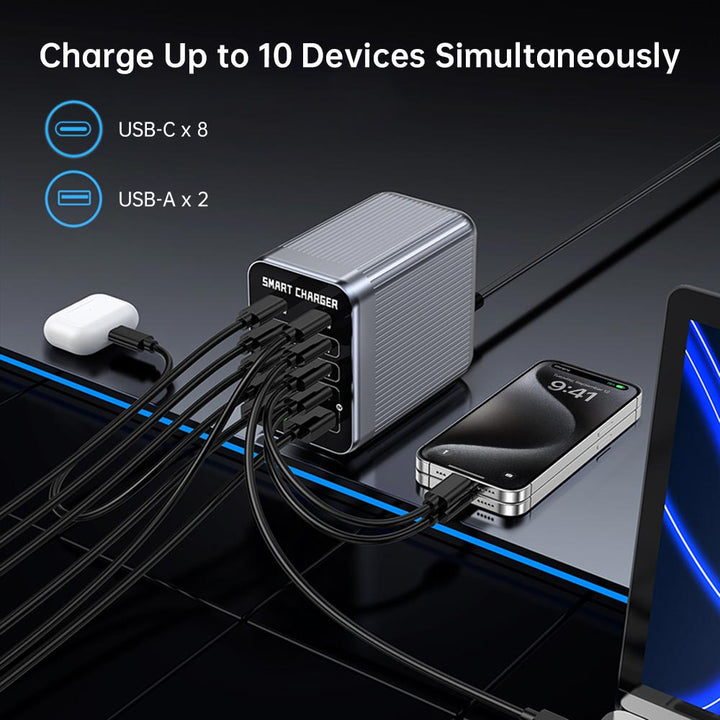 CHR-G1 | 10-Port Intelligent Multi USB GaN Charger 200W Output
