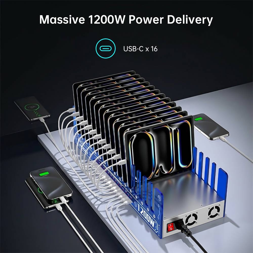 CHR-H | 9 & 16-Port Intelligent Multi Charging Station 600W & 1200W Output