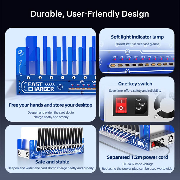 CHR-H | 9 & 16-Port Intelligent Multi Charging Station 600W & 1200W Output