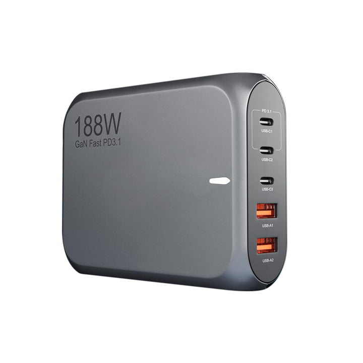 ARMOR-X 188W PD3.1 USB GaN 5-Port Wall Power Charger Fast Charger.