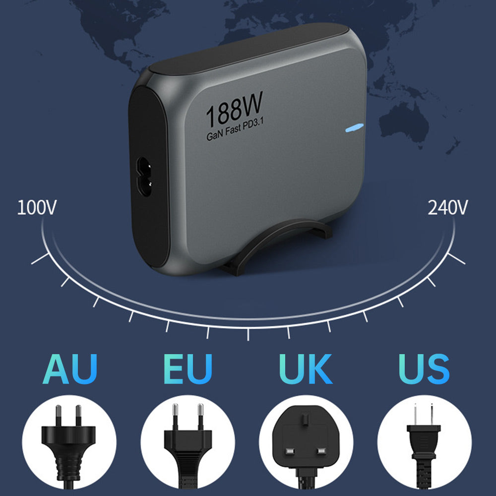 CHR-WLG1 | 188W PD3.1 USB GaN 5-Port Wall Power Charger Fast Charger