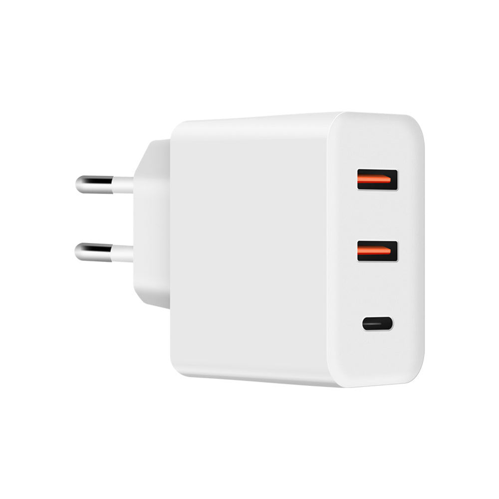 ARMOR-X 38W 3-Port PD3.0+QC3.0 GaN Wall Power Charger Fast Charger. Equipped with the latest intelligent chip, this fast charger supports PD 3.0/2.0, QC 3.0, PPS and other major fast-charging protocols. With three high-speed ports, you can power up 3 devices simultaneously — saving valuable time without compromising speed.