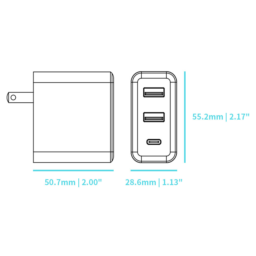 CHR-WA4E | 38W 3-Port PD3.0+QC3.0 GaN Wall Power Charger Fast Charger