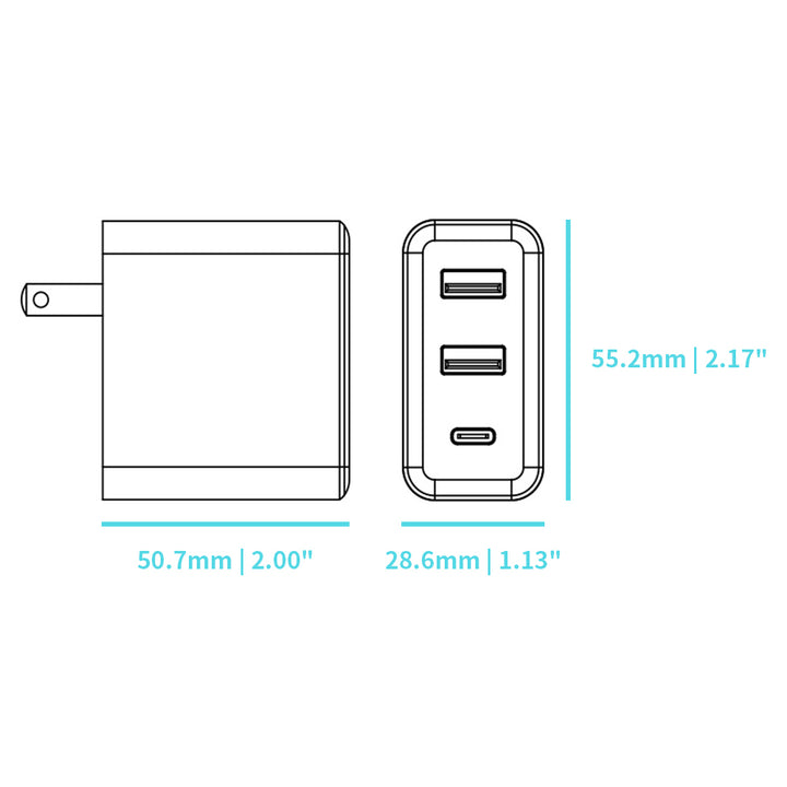 CHR-WA4E | 38W 3-Port PD3.0+QC3.0 GaN Wall Power Charger Fast Charger