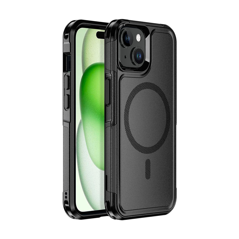 ARMOR-X APPLE iPhone 15 Plus military grade protective case & magnetic case, supports wireless charging.
